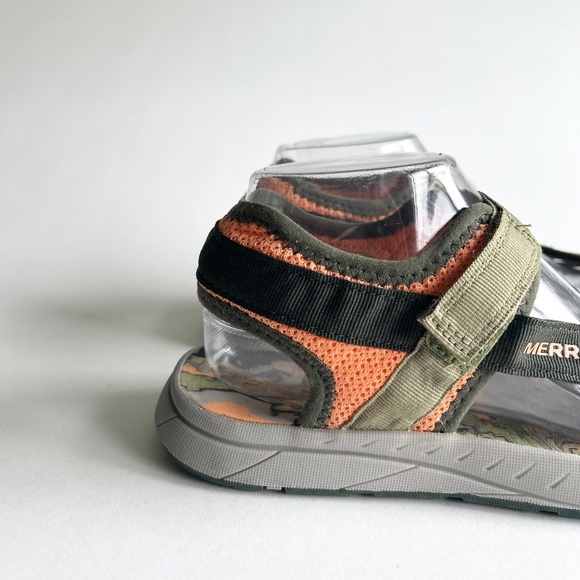 Merrel Olive Green Orange Canvas Rubber Outsole Sandals size 7 - Picture 3 of 16